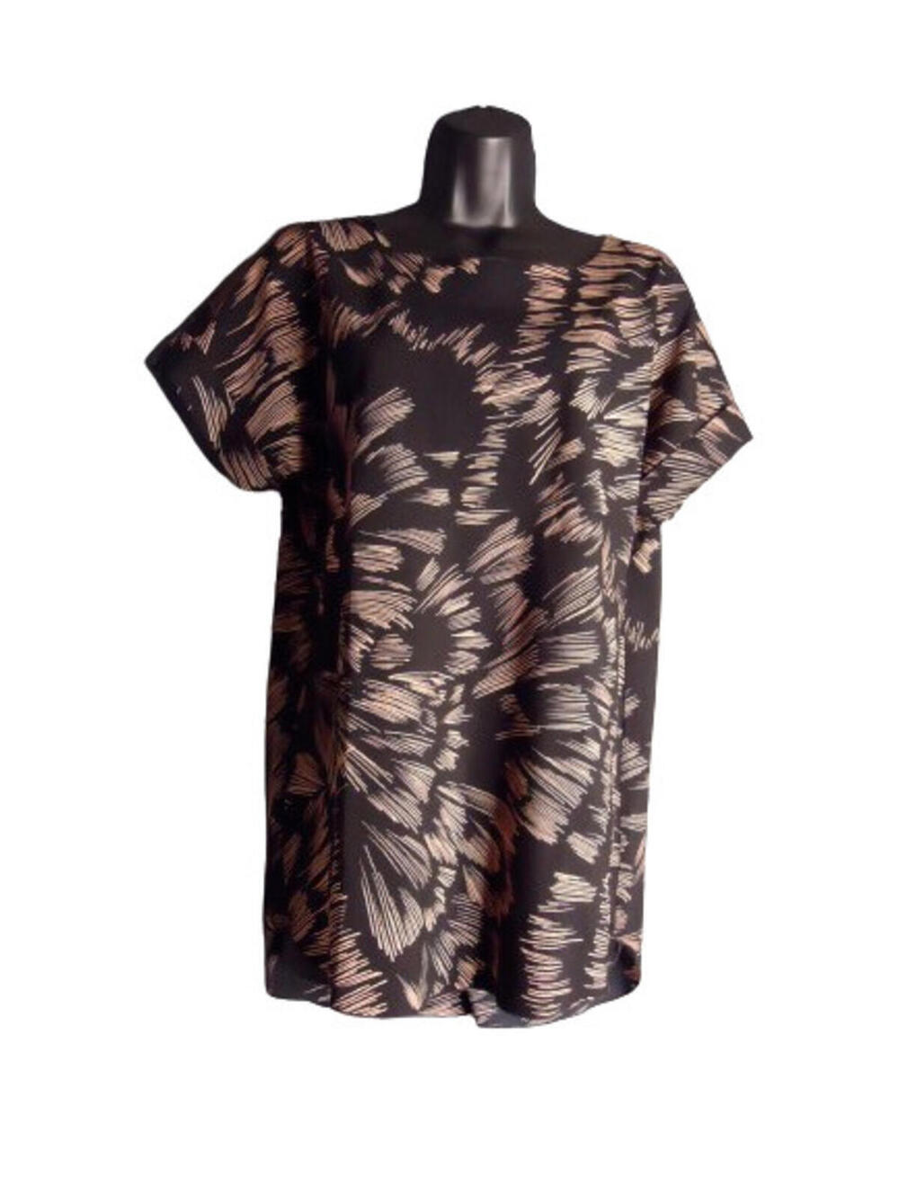 Cabi Black Pink Line Drawing Tate Short Sleeve Blouse Womens Size XS